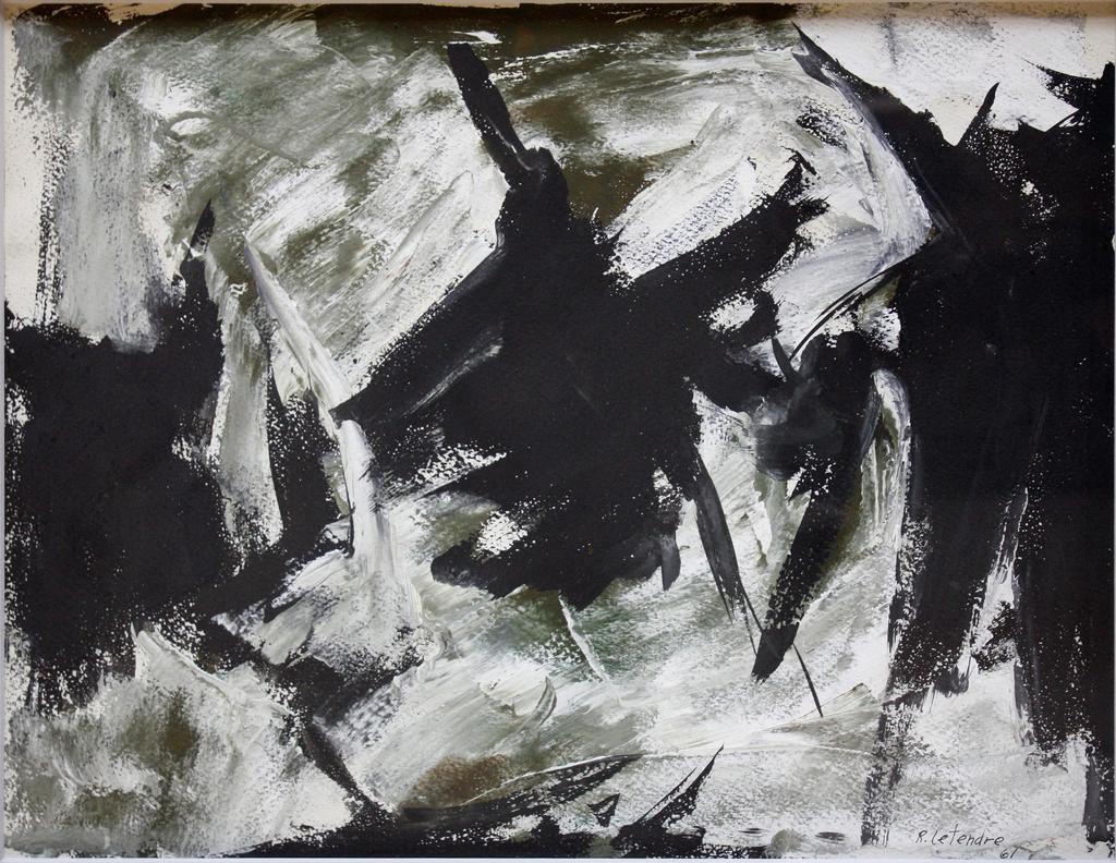 rita letendre-Abstraction noire et verte - 1961